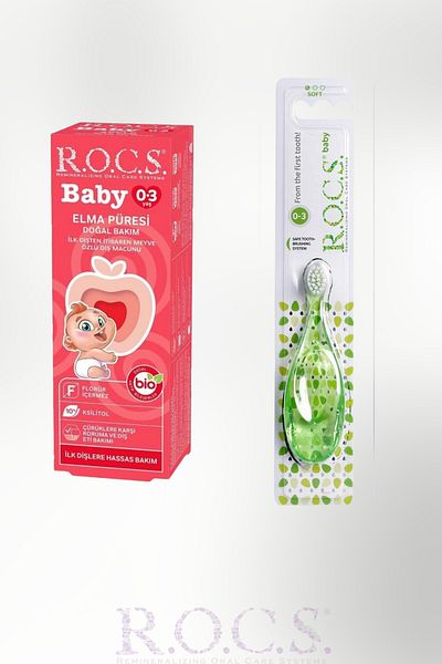 R.O.C.S. 0-3 Years Old Toothpaste and Soft Toothbrush 35 ml / with Apple Puree