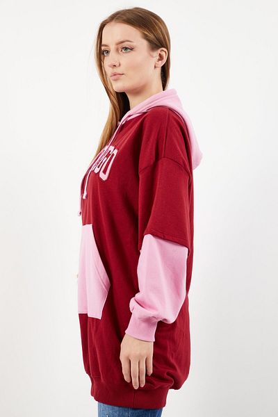 Don't Call Me Jennyfer Women Hooded Long Sleeves Sweatshirt, Pink/maroon