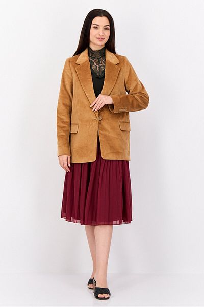 Esprit Women Regular Fit Corduroy Semi-formal Blazer, Brown