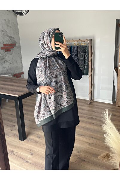 Merwiss Μαλακό πράσινο σάλι έθνικ μοτίβο