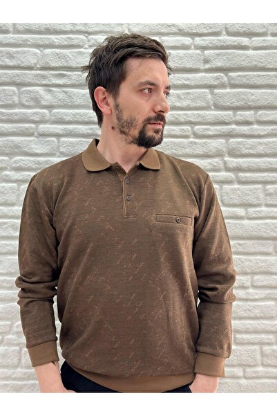 Yeşil barla triko Polo Yaka Sweatshirt