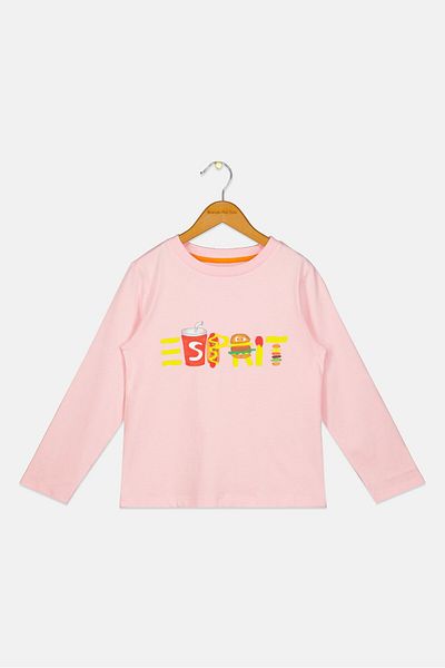 Esprit Kids Girl Graphic Print Long Sleeve T-shirt, Pink