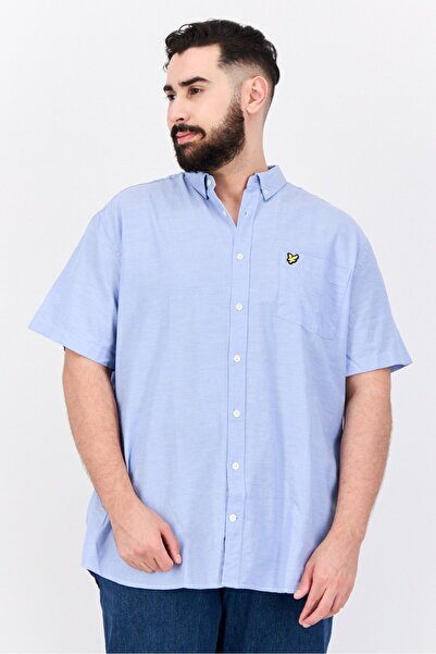 Lyle & Scott قميص رجالي كاجوال بأكمام قصيرة وشعار العلامة التجارية بقصّة عادي...