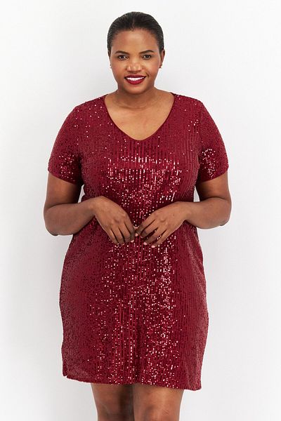 Vince Camuto Women Plus Size Embellished Mini Dress, Maroon