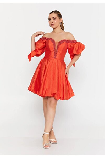 MAXXE 5818ORG SATEN ORGANZE ELBİSE