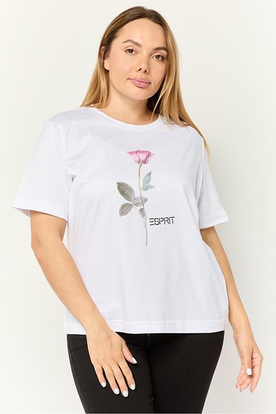 Esprit Women Crew Neck Short Sleeves Floral Print T-Shirt, Multicolor