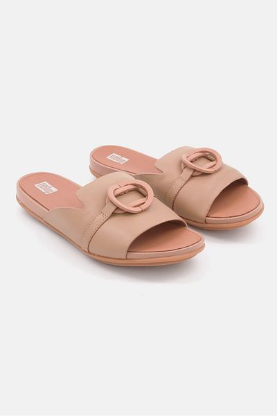 Fitflop Women Gracie Rubber-circlet Slip On Leather Sandal, Tan