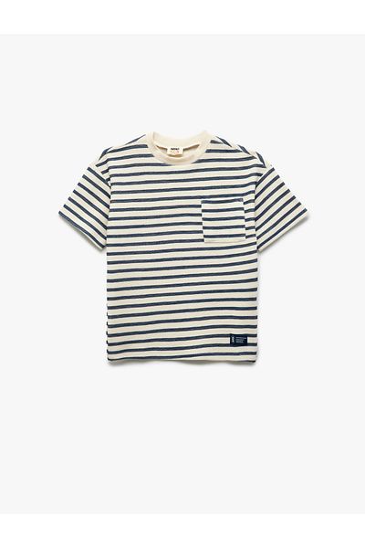 Koton Short Sleeve Crew Neck Cotton Oversize Striped T-Shirt