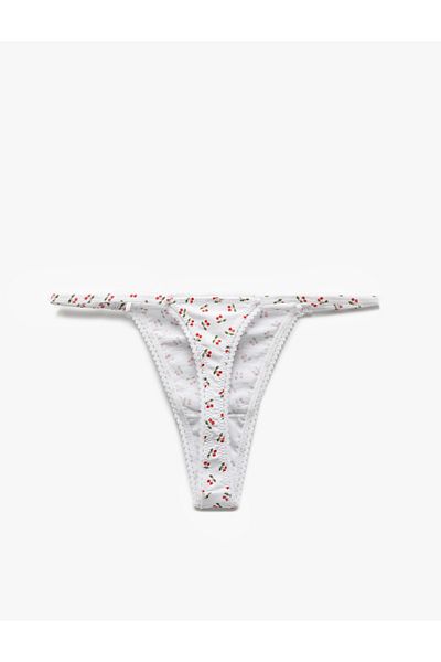 Koton Cotton Bow Detailed Cherry Printed String Panties