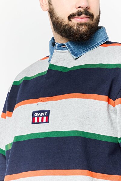 Gant Men Relaxed Fit Stripe Long Sleeves Polo Shirt, Multicolor
