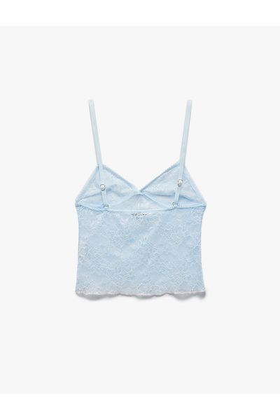 Koton Top de pijama din dantelă cu bretele subțiri cu decolteu inimă