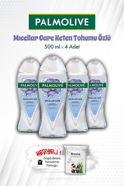 Palmolive 4 Pieces 500 ml Palmolive Micellar Care Flaxseed Extract Shower Gel and Rosie