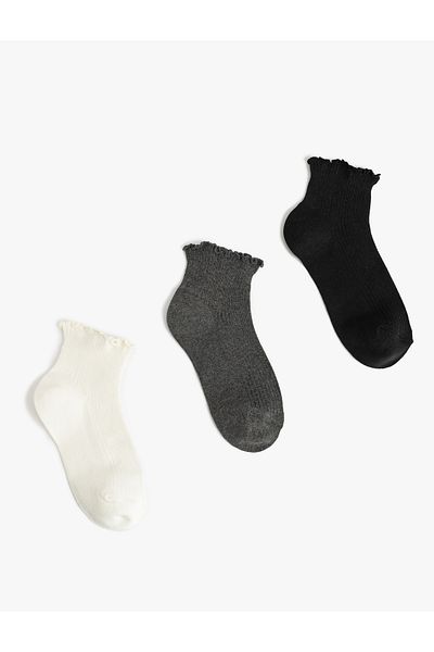 Koton Set of 3 Booties Socks with Multicolored Ruffle Detail