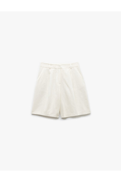 Koton Viscose Blended Fabric Regular Fit Mini Shorts with Pleat Detail and Pockets