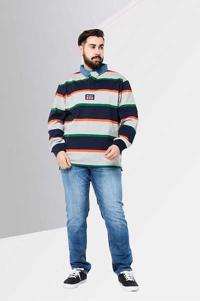 Gant Men Relaxed Fit Stripe Long Sleeves Polo Shirt, Multicolor