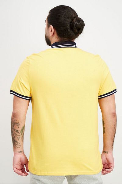 DeFacto Men Regular Fit Embroidered Print Short Sleeve Polo Shirt, Yellow And Navy