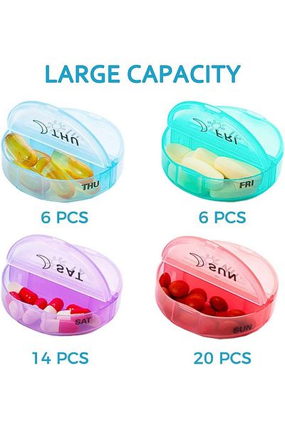 COOYA Weekly Pill Organizer, with PU Leather Case for Travel, 7 Day Pill Container for Vitamin Fish Oils