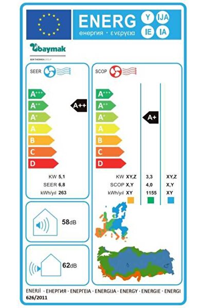 Baymak (Montaj Dahil) Elegant Plus 18.000 Btu A++ İnverter Klima