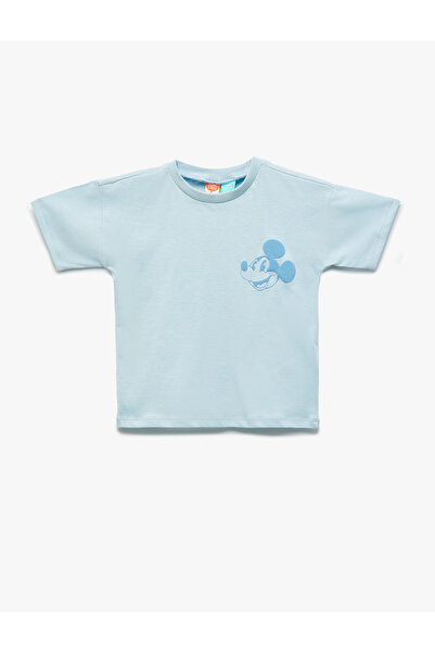 Koton Mickey Mouse Lisanslı Bisiklet Yaka Kısa Kollu Baskılı Tişört