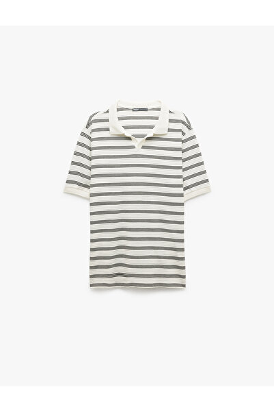 Koton Κοντομάνικο βαμβακερό μείγμα κανονική εφαρμογή Μαύρο - Λευκό ανδρικό μπλουζάκι 5SAM10007MK