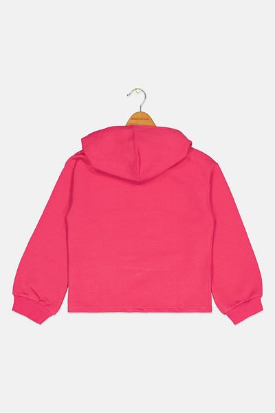 Juicy Couture Kids Girl Hooded Graphic Print Fleece Sweatshirt, Fuchsia