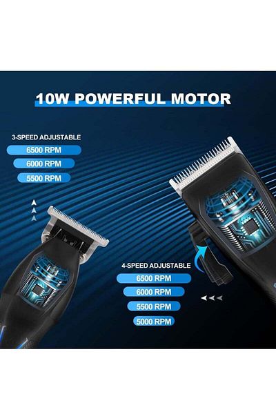COOYA 14-Pieces Professional Cordless Salon Clipper Set, With LED digital display, Rechargeable, Black
