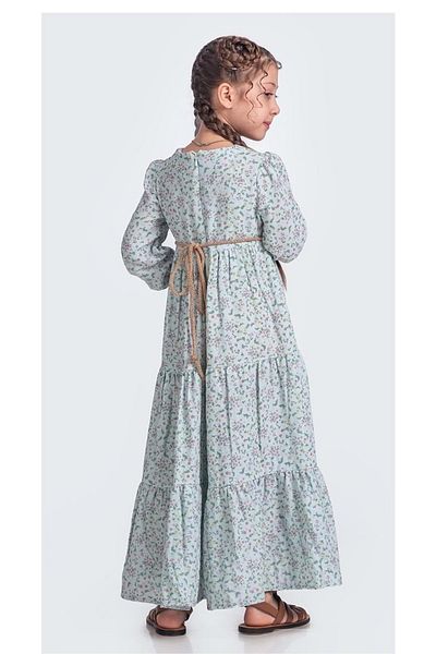 Mnk Baby&Kids Muslin Fabric Girl's Long Sleeve Hijab Dress M00705 Light Green