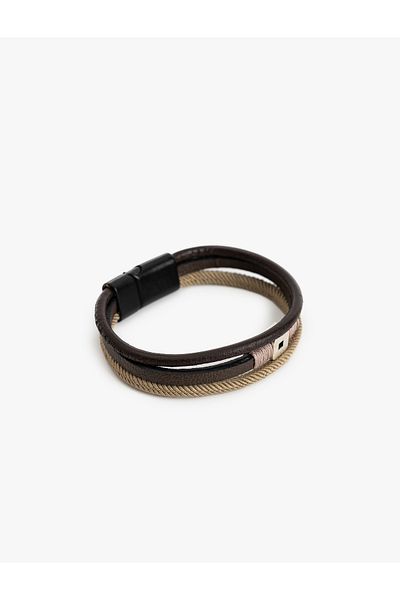 Koton 3 Row Faux Leather Bracelet with Buckle Detail