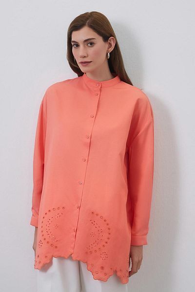 KB STUDIO Laser Cut Tina Embroidered Shirt - Apricot