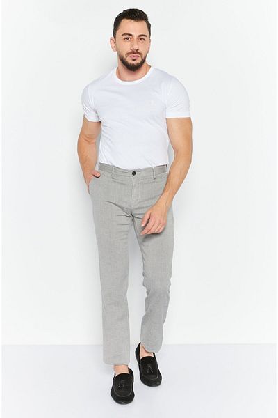 Trussardi Jeans Men Regular Fit Plain Chino Pants, Grey