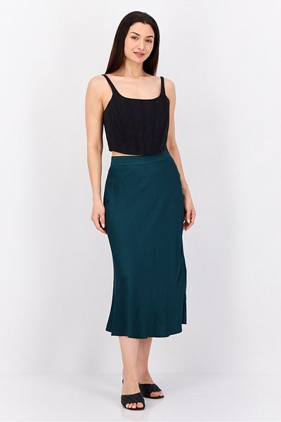Esprit Women Solid Midi Skirt, Dark Green