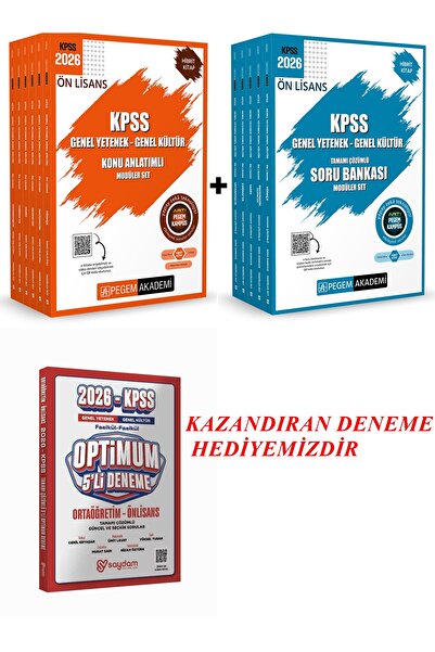 Pegem Akademi Yayıncılık PEGEM KPSS 2026 ÖN LİSANS MODÜLER KONU ANLATIM VE MO...