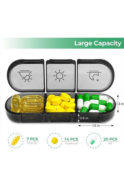 COOYA Weekly Pill Organizer, 3 Times a Day, 7 Day with Light-Proof Pill Case