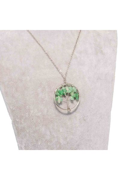 Als Naturlisel Tree of Life Necklace with Aventurine Stone Spiritual Luck and Abundance