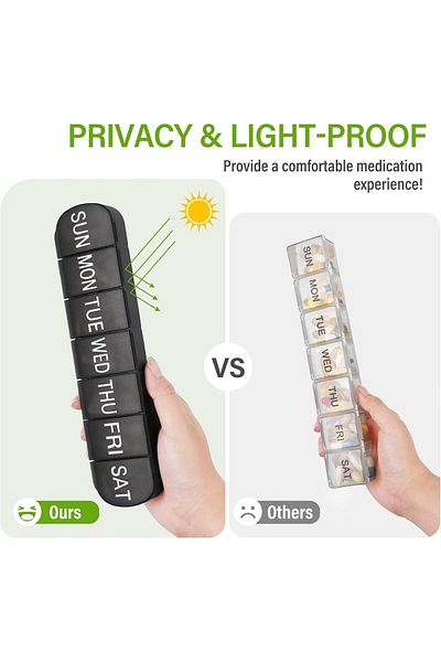 COOYA Weekly Pill Organizer, 2 Pack Travel Pill Box Large 14 Compartments Vitamin Holder, for Fish Oil