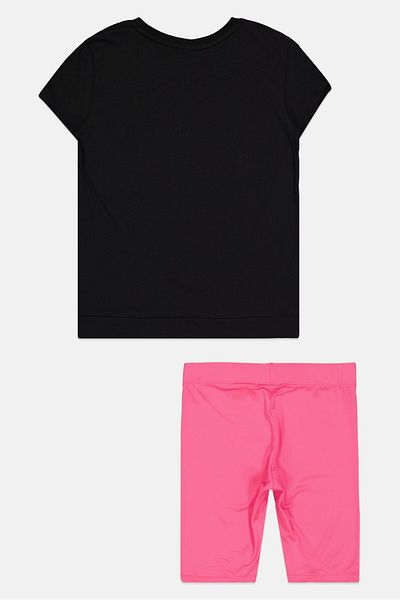 Puma Kid Girl 2 Pieces Graphic Print Top And Bottom Set, Black/pink