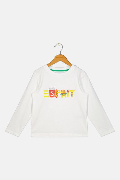 Esprit Kids Girl Graphic Print Long Sleeve T-Shirt, White