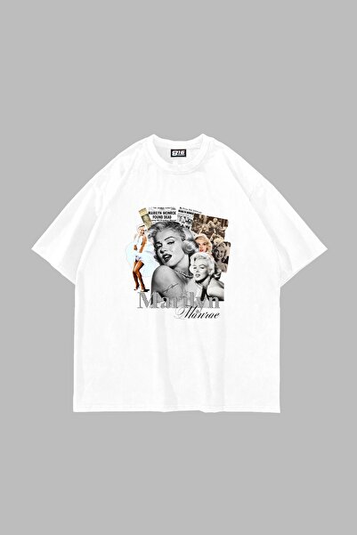 Bak Moda Marilyn Monroe Štampano Oversize kroj Unisex bela majica