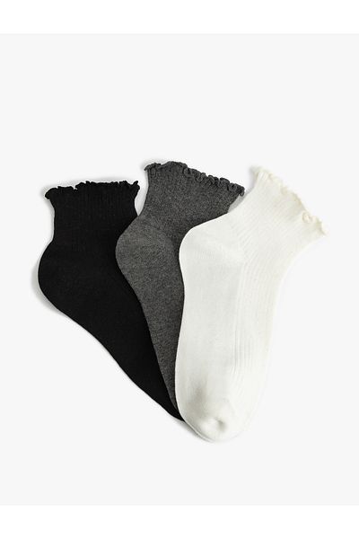 Koton Set of 3 Booties Socks with Multicolored Ruffle Detail