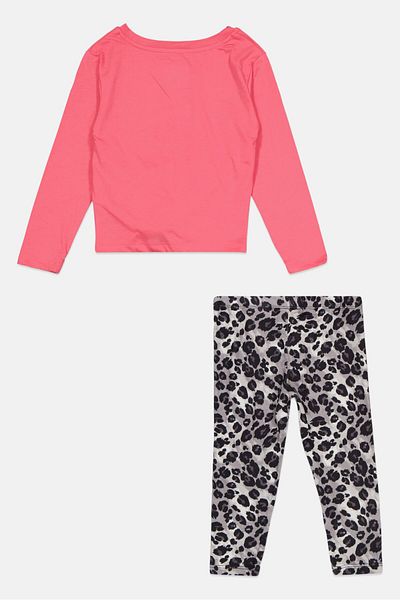 Hurley Kids Girl 2 Piece Brand Logo Top And Bottom Set, Multicolor