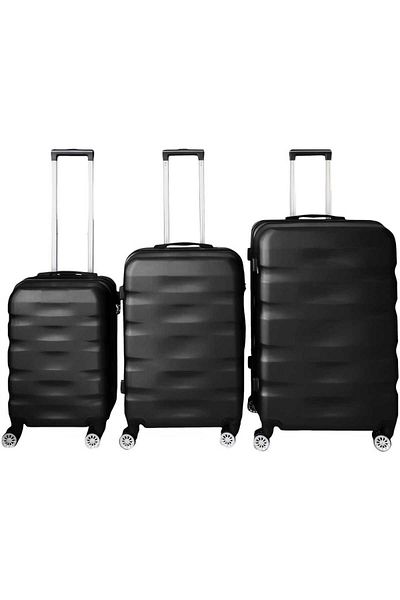OEM Set of 3 ORMI ABS trolleys 4 double wheels 360 degrees black