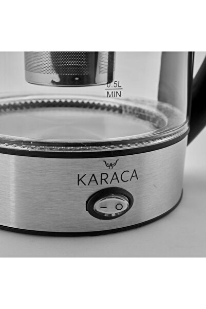 Karaca Ceainic din sticlă pentru ceai din plante, Lumină LED, inox