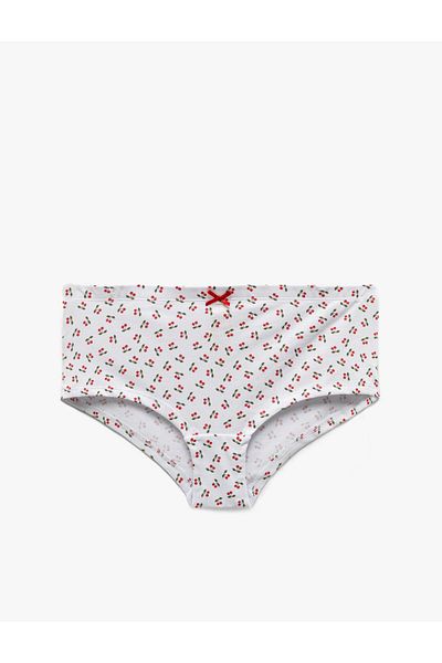 Koton Cotton Bow Extra High Waist Cherry Printed Hipster Panties