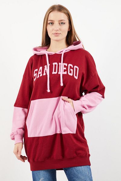 Don't Call Me Jennyfer Women Hooded Long Sleeves Sweatshirt, Pink/maroon