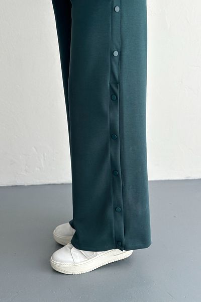 FEMELLE Costum modal premium verde smarald cu talie elastică cu nasturi cu apăsare