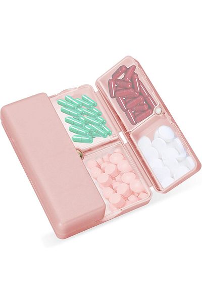 COOYA Daily Pill Organizer, Pill Box for Purse Pocket to Hold Vitamins, Cod Liver Oil, Supplements