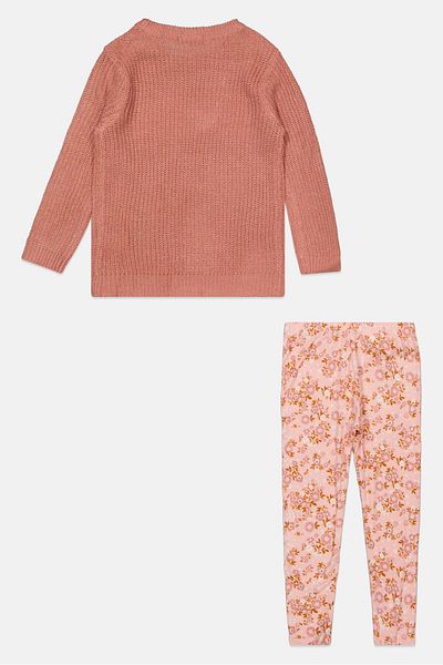 BCBG Girls Toddlers Girl 2 Pcs Brand Logo Sweater And Pants Set, Old Rose