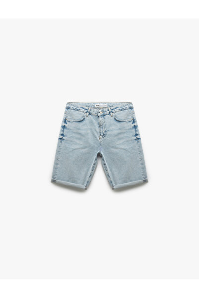 Koton Cotton Bermuda Slim Fit Jean Shorts
