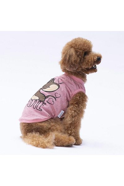 Pettrend Pink Jerry T-Shirt - Cat Dog Outfit-Organic Cotton Combed Cotton T-Shirt
