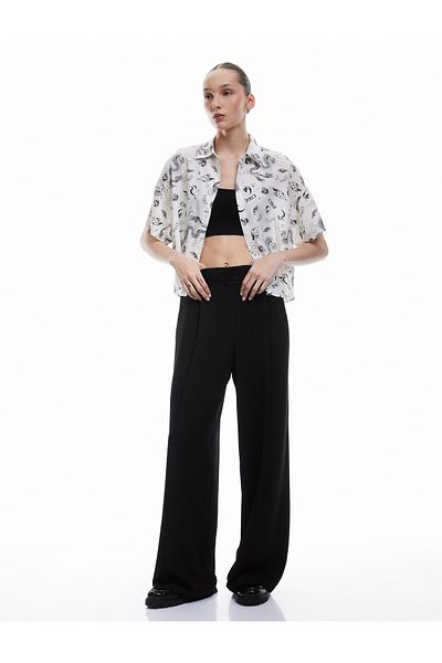 Koton Short Sleeve Classic Collar Buttoned Viscose Oversize Shirt